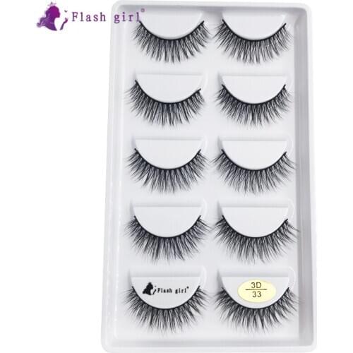 Flash girl FALSE lashes 100% handmade 5pais 3D33 faux mink natural and long false Eyelashes