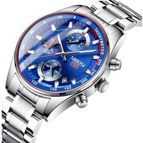 NIBOSI Men Watches Top Brand Luxury 2019 Black Sprots Watch Analog Quartz Wrsitwatch Male Clock Waterproof Full Steel Relogios