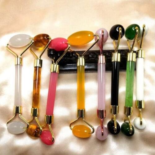 Double Heads Natural Jade Stone Massager Face Massage Roller Plate Eye Facial Neck Thin Lift Relax Slimming Tools