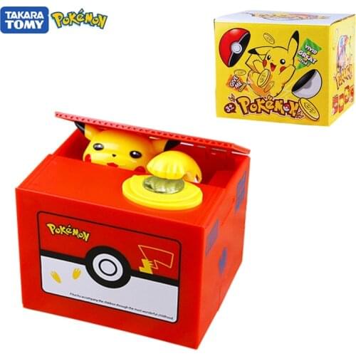 Pokemon Piggy Bank Action Figure Anime Cartoon Pikachu Electronic Plastic Money Box Steal Coin Piggy Bank Pokémon Kid Toys Gift