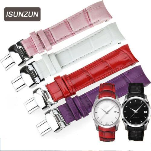 ISUNZUN Women Watch Band For Tissot T035210A T035207 Watch Strap Genuine leather High Quality Nato Leather Strap Free Shipping