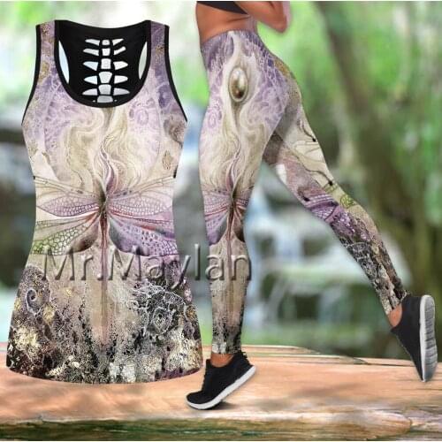 Dragonfly Printed 3D Vintage Hollow Tanktop Women Sexy Vest Girls Fashion Tank tops Clothes ropa mujer Oversize Drop ship