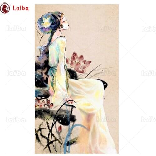 Diy diamond embroidery Abstract art, retro woman, flower diamond painting full square mosaic 5d picture of rhinestone