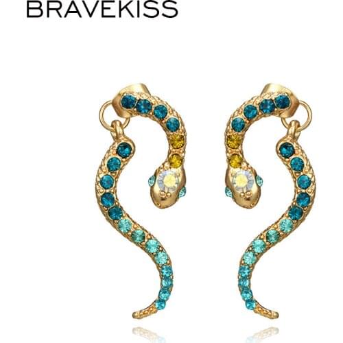 BRAVEKISS Retro Snake Earrings Ethnic Alloy Stud Earrings Personality Fashion Jewelry Accessories for Women Gift Bohomia BPE1317