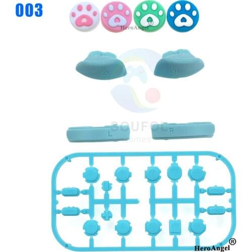 Soft Touch Blue Replacement ABXY Direction Keys SR SL L R ZR ZL Trigger Full Set Buttons w/ Grip Cap for Nintendo Switch Joy Con