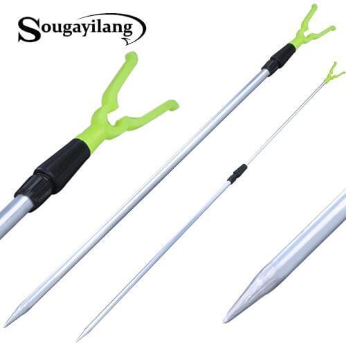 Sougayilang 2 Sections Adjustable Telescopic Fishing Holder Aluminium Fishing Rod Pole Rack Y Holder Bracket Support Stand