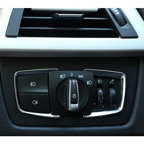 Car styling Chrome Sticker Interior Headlight Switch Button Cover Trim for BMW F30 F31 F32 F34 3/4 Series
