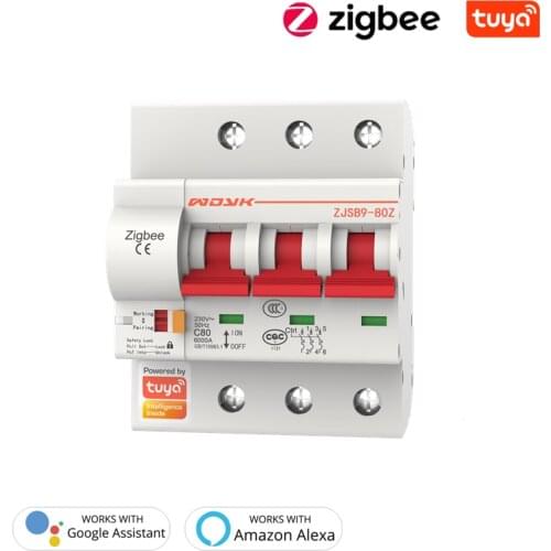 Tuya Zigbee 3.0 ZJSB9-80Z WIFI 3/4P Circuit Breaker Timer Remote Control Tuya APP Smart Automatic Intelligent Switch 10A-125A