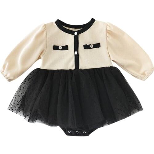 Spring Baby Girls Bodysuits Lantern Sleeve Newborn Baby Clothes Infant Jumpsuit Ball Gown 0-2Y