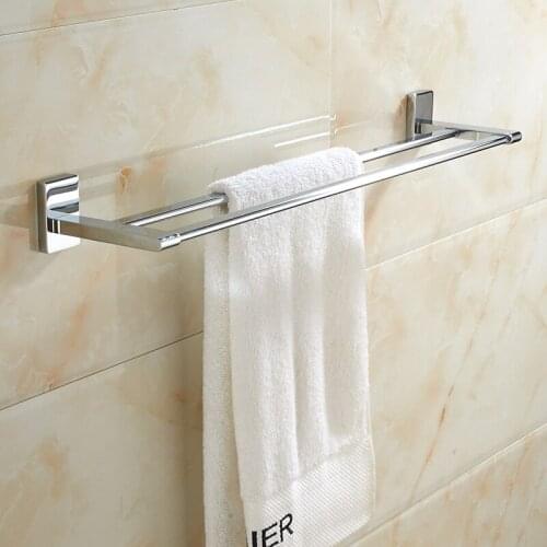 Vidric sanitary entire copper chrome square base simple double towel bar / towel hanging metal pendant