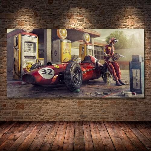 Vintage Car Poster Ferraris Classic Racing F1 Race Car Artwork Wall Art Picture Print Canvas Painting For Home Living Room Decor