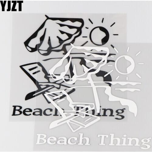 YJZT 14.8×13.6CM Beach Thing Decoration Vinyl Decal Car Sticker Funny Cartoon Art Black/Silver 4C-0219