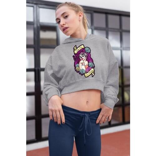 Angemiel Purple Wear Hair Meksikalı Women Gray Short Hooded Sweatshirt