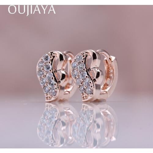 OUJIAYA New 585 Rose Gold Dangle Earrings Women Natural Zircon Drop Earrings Wedding party beautiful Birthday Gift Jewelry A167