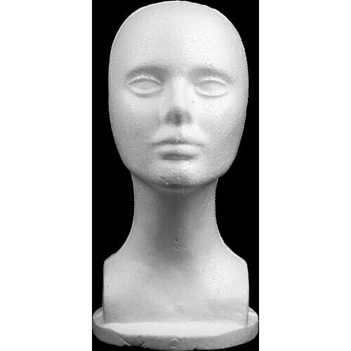 12'' Mannequin Head, Female Styrofoam Mannequin Manikin Head Model Foam Wigs Hair Glasses Display -White