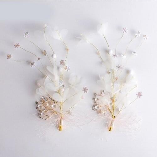 2pcs New Silk White Flower Hair Clip Bridal Hairpin Bride Barrette Headpiece Wedding Hair Accessories Bride Hair Ornaments