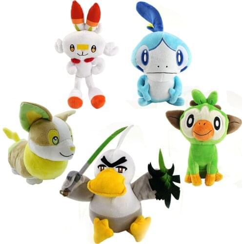 20-35cm Pokemon Anime Grookey Scorbunny Sobble Sirfetch'd Animals Pets Rabbit Lizard Monkey Bird Plush Soft Stuffed Toys Gifts