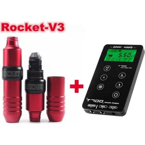 2019 New Tattoo Machine Pen Rocket-V3 Swiss Motor Strong Quiet For Tattoo Liner Shader With T-700 Tattoo Power Kit Free Shipping