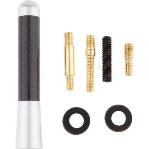 3.1inch Short Carbon Fiber Vehicle Car AM/FM Radio Antenna Polished Aluminum Universal Replacement