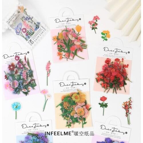 40pcs Cute Sticky for Diary Deco Kawaii Stationery Supplies Plant Flower Stickers Bullet Journal Scrapbooking Label Stickers
