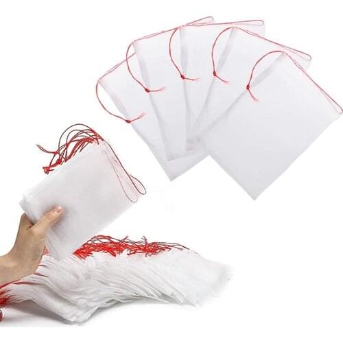 50/30pcs 60*40cm Nylon transparent Netting Bags Prevent Grape Fruit Tree Mosquitoes Anti Bird Drawstring Net Bag Garden Tool