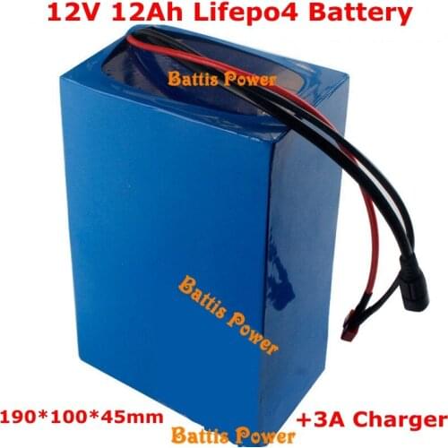 Lifepo4 12v battery 12v 12ah battery 12v lifepo4 battery pack for solar street lights LED strip audio equipment + Charger