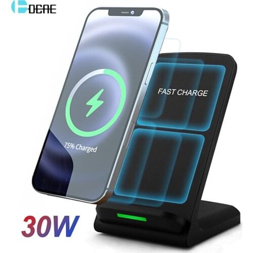 30W Qi Wireless Charger Stand For iPhone 12 Pro Max 11 XS XR X 8 Samsung S21 S20 S10 Fast Charging Dock Station Phone Chargers