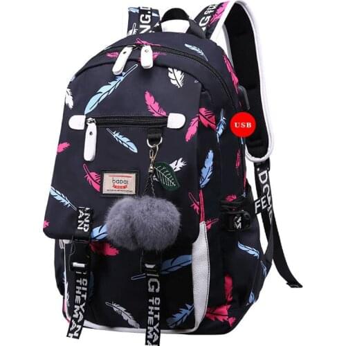 Large Backpack Bookbag for Teen Girls School College Student Korean Fashion Middle High School Bags with USB Charging Port