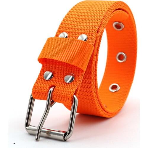 Unisex PIN Buckle Younger 3.2cm Nylon Belts Breathable Center Bar Women Outdoor Leisure Sport Men Summer Jeans Accessories Rivet