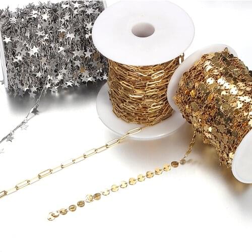 Stainless Steel Chain 1 meter Gold Necklace Chains for Jewelry Findings DIY Lots Bulk Wholesale Jewelry Making Components