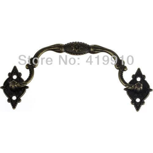 Free-Shipping-10Sets Jewelry Case Box Handle Drawer Antique Bronze Pattern Carved 9.6cm x 3.6cm 3.3cm x 2.1cm,J2016*2