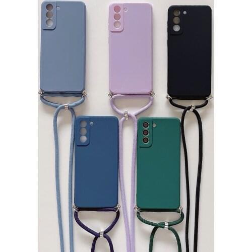 Liquid Silicone Lanyard Case For Samsung S21 Plus A20S A50 A52 4G A72 5G A11 A01S A21S S20 FE Case Neck Strap Rope Cord Cover