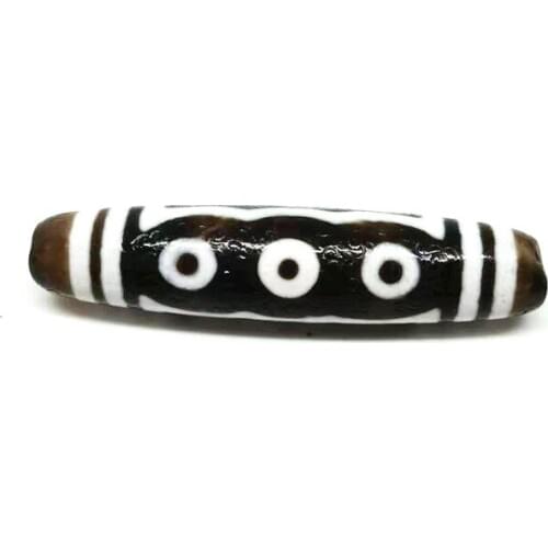 Black and White Tibetan Agate 5 Eyes dZi Bead Amulet Magic Power Collectible Treasure