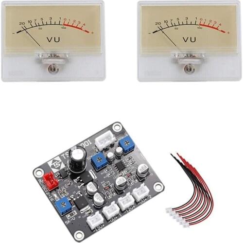 HLZS-2Pcs Pointer TN-90 VU Meter+Driver Board Head Amplifiers Panel Audios Level DB Meter with Driver Board, Backlit TS-DB90R