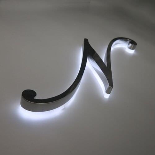 Customized Mirror Surface Led Channel Letter Backlit Letter Sign Shopfront Café Boutique Lounge Reception Wall Sianage