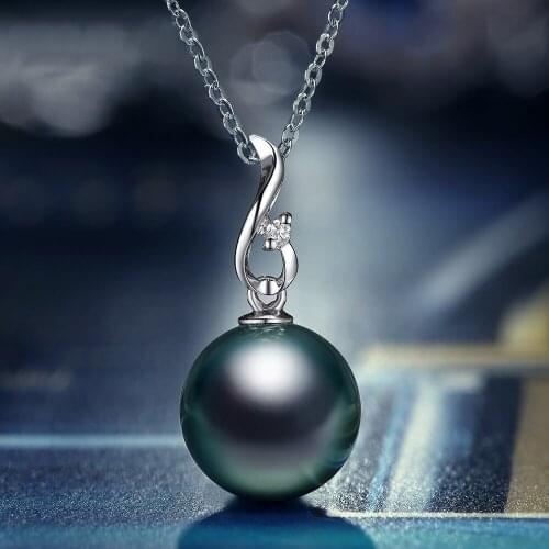 Exquisite White Gold Plated Imitation Black Pearl Pendant Necklace Classic Necklace Wedding Engagement Party Women Jewelry