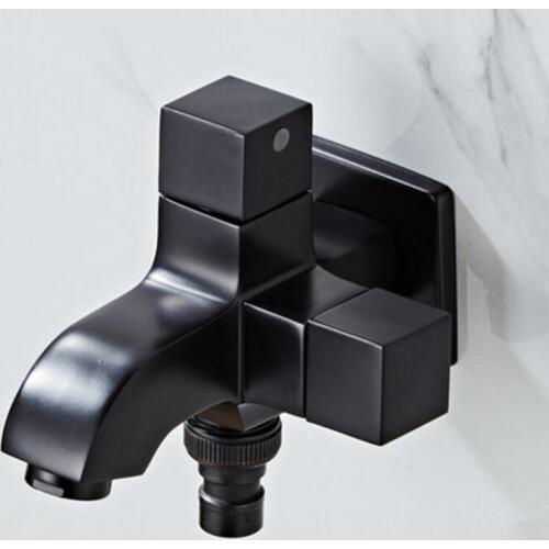 Bibcock Faucets Golden/Black Brass Wall Mounted Double using Bathroom Washing Machine faucet Outdoor garden mixer Basin Tap