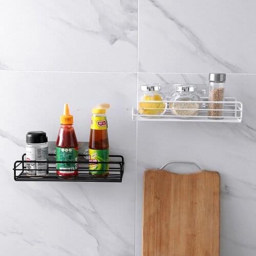 Kitchen Gadget Supplies Bathroom Rack Kitchen Organizer Wall Mount Bracket Wall Storage Rack Spice Jar Rack Cabinet Shelf