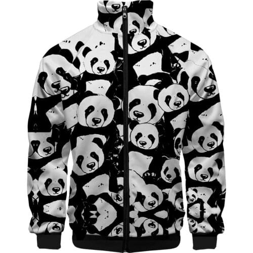 Cute Panda 3D Stand Collar Zipper Jacket Men/Women fashion warm Jackets boys girls Casual Trendy Style Streetwear zip up Clothes