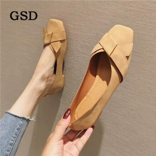 Summer New fashion Women shoes Plus size shallow mouth square head flats Soft-soled casual shoes woman Ballet Flats