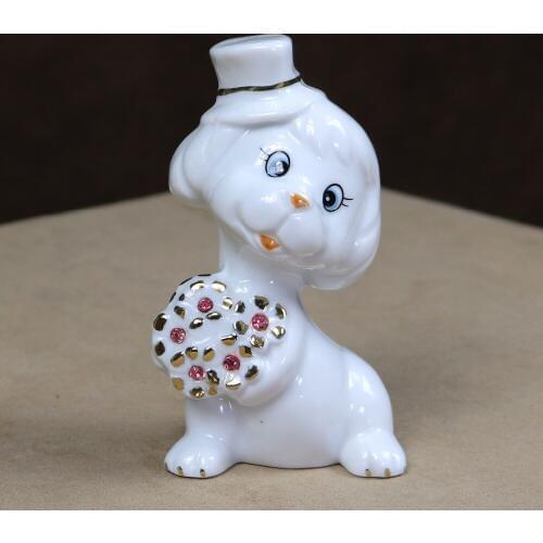 Cute Ceramics Date Puppy Miniature Decorative Porcelain Dog Figurine Boyfriend Gift Craft Ornament Desktop Embellishment Room