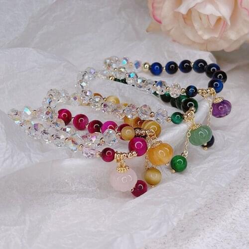 Multicolor Fortune Pumpkin Tiger Eye Bracelet for Women Girls Koreas New Single-lap Influence Explosion Jewelry 2021 NEW