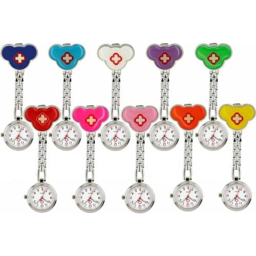 10pcs/lot Fashion Cute Women Mens Nurse Doctor Cartoon Shape Clips Alloy Pocket Quartz Watches officer Workers gift clock Watch