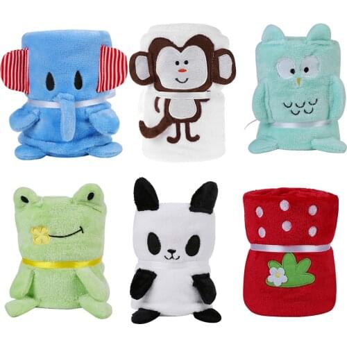 Cartoon Animal Baby Bath Towel Bathrobe Fleece Infant Blanket Newborn Swaddle Fleece Hood Infant Towels Blanket