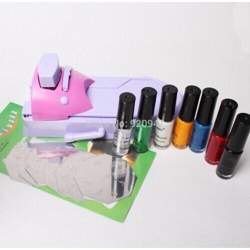 Nail Art DIY Color Printing Machine Polish Stamp 6 Pcs Pattern Template Kit Set