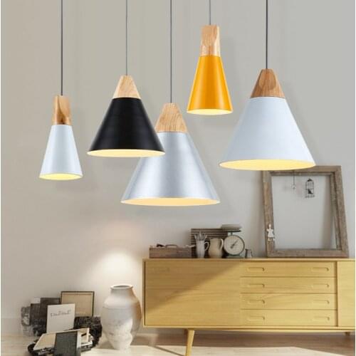 Slope Lamp Pendant Light Skrivo Design Wood Aluminum pendant lamps Vintage Wooden Lampshade handing silver yellow lamps PA0010