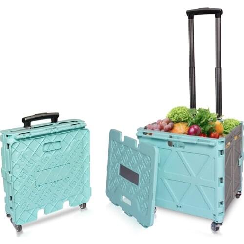 Outdoor Car Tool Storage Box Organizer With Lid Plastic Foldable Car Trunk Storage Box Trolley Case Shopping Cart 4 Wheels 68L