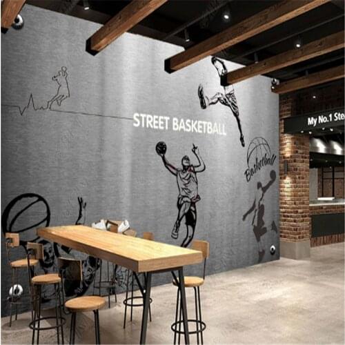 Nostalgic Basketball Restaurant Mural Wallpapers Industrial Decor Bar Background Wall Paper Papel De Parede Bedroom Wallpapers