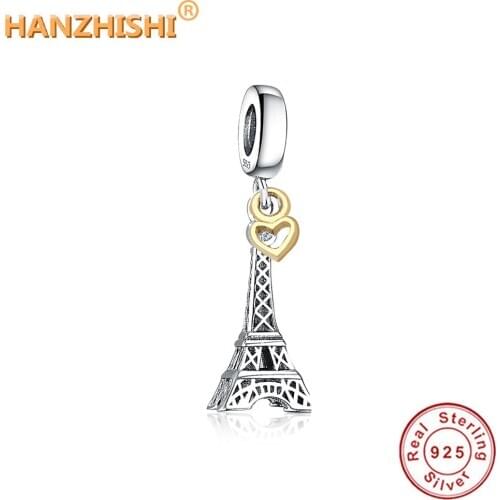 2021 New Collection 925 Sterling Silver Eiffel Tower Dangle Beads Charms Fit Original Pandora Charms Bracelets Jewelry Making