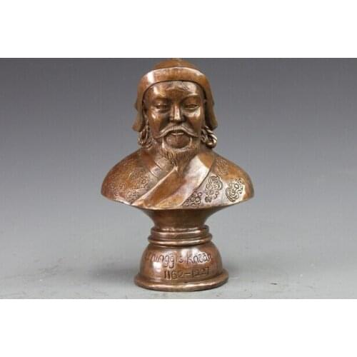 Wholesale factory China Classical BRASS Copper Yuan Dynasty Empire Kublai Khan Bust Statueroom Art Statue